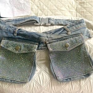 Akira Nelly rhinestone cargo belt with 2 pockets  NWOT